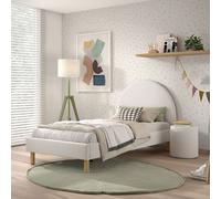 Pack - Lit Enfant & Pouf Bouclé "Moon" 90x200cm Blanc