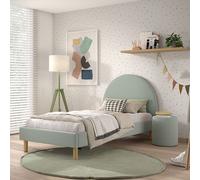 Pack - Lit Enfant & Pouf Bouclé "Moon" 90x200cm Vert