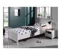 Chambre enfant 3 pièces lit sommier chevet pin massif laqué blanc Erik Blanc