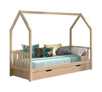 Pack - Lit Enfant & Tiroir-Lit "Cabane" 90x200cm Naturel