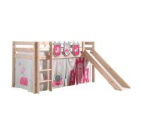 Vipack Pino Lit Compact Avec Toboggan + Rideau De Lit Princess + 3 Pochettes Princess