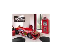 Pack - Lit Enfant Voiture "Race" & Armoire 1 Porte "Pompe à Essence" Rouge