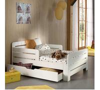 Pack - Lit Évolutif Enfant, Tiroir & Matelas "Jumper" 90x140cm Blanc