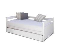 Pack Lit Gigogne Avec 2 Matelas Bois Massif Izao Blanc 90X190