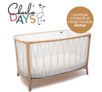 Pack lit Kimi Mousse Desert + 1 protège matelas + 1 drap housse White