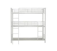 Pack: Lit superposé en métal TRIPLE 3 étages + Matelas compris 3 couchages 90x190 cm Blanc