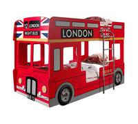 Pack - Lit Superposé Enfant & 2 Matelas "Londres" 90x200cm Rouge