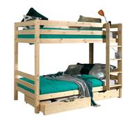 Lit Superpos + Tiroir De Rangement Bois Naturel