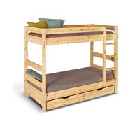 Pack Lit Superposé Séparable Avec Tiroirs Et 2 Matelas Bois Massif Aaron Bois Naturel 90X190