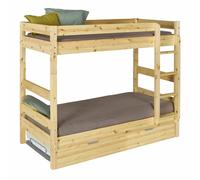 Pack Lit Superposé Séparable Gigogne Avec Matelas Bois Massif Aaron Bois Naturel 90X190