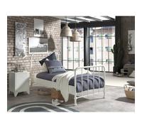 Pack - Lit & Table de Chevet "Bronxx" 90X200cm Blanc
