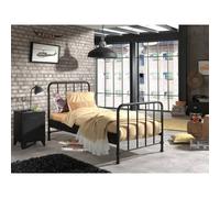 Pack - Lit & Table de Chevet "Bronxx" 90X200cm Noir