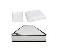 Pack literie 90 x 190 cm matelas mousse et coutil bambou ép.15cm + couette + 1 oreiller - KANANI de NATUREA