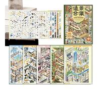 Pack Livre De Stickers Scènes Miniatures Peint Mignon de Box de Centre