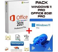 Pack logiciel - Microsoft - Windows 11 Pro + Office 2021 - 1 licence - Téléchargement rapide - Français