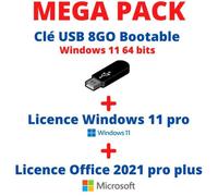 Pack logiciel - Windows - 11 Pro - Clé USB 8 Go - Licence Windows 11 Pro - Licence Office 2021 Pro Plus