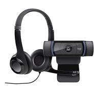 Pack Logitech HD Pro C920 Webcam Full HD 1080p avec microphone intégré et Logitech USB Headset H390 Micro-casque à filtrage de bruit Noir