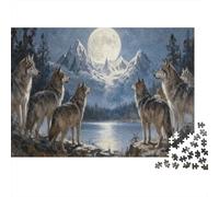 Pack Loup Puzzle 1000 Pièces Educa Jouet en Bois Divertissement Créatif Décoration Intérieure Mont lac éclairé Jeu Éducatif Challenge Toy Adultes Et Enfants À Partir De 14 Ans 1000pcs (75x50cm)