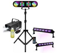 Pack Lumière 2 Astro 2 Projecteurs Par sur Pied Mooving LEDBAR-ASTRO-RC - Machine à Fumée 400W PARTY - 2 effets UV Lumière noire