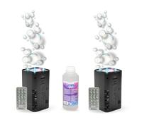 Pack Lumière 2 Machines à Bulles Ibiza LED BUBBLE-DREAM avec Télécommande - 1L de Liquide à Bulles - Soirée Mariage Baptême Noir