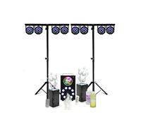 Pack Lumière 2 Pieds DJ Mooving MS-SUPPORT-DJLIGHT - 8 PAR LED 18 W - Machine Fumée FOGGY-ASTRO - 2 Machines Bulle LED BUBBLE-DREAM
