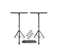 Pack Lumière 2 Pieds Mooving Light ML-SUPPORT-DJLIGHT - 8 Crochets SH2B - Dispatching 8 Voies - DJ soirée anniversaire Noir