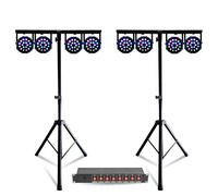 Pack Lumière 2 Pieds Mooving Light ML-SUPPORT-DJLIGHT - 8 Projecteurs PAR RGB DMX PARTY-PAR181 - Dispatching 8 Voies - Soirée DJ Noir