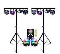 Pack Lumière 2 Pieds Mooving ML-SUPPORT-DJLIGHT - Machine à fumée Ibiza 700W - 10 Effets de Lumière Derby Strobe Astro - Soirée DJ Noir