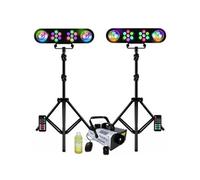 Pack Lumière 2 Portiques Mooving LEDBAR-ASTRO-RC 4 effets - Machine Fumée Ibiza LSM900W - Ambiance Soirée Fête Dj Club Bar