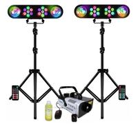 Pack Lumière 2 Portiques Mooving LEDBAR-ASTRO-RC 4 effets - Machine Fumée Ibiza LSM900W - Ambiance Soirée Fête Dj Club Bar