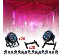 Pack Lumière 20 Projecteurs PARTY-PAR181 RGB 18x1W DMX + 20 embases sol Ibiza SL1 - Salle des fêtes - Soirée - DJ Mobile - Bar Club
