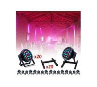 Pack Lumière 20 Projecteurs PARTY-PAR181 RGB 18x1W DMX + 20 embases sol Ibiza SL1 - Salle des fêtes - Soirée - DJ Mobile - Bar Club