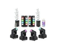 Pack Lumière 4 Lyres Beam LED RGB 10W DMX - 2 Jeux Lumière Mini-Spider LED8-MINI - 2 Machines Bulles LED BUBBLE-DREAM - DJ