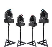 Pack Lumière 4 Lyres DMX PARTY-SPOT7 10W - 4 Supports Pied Ibiza SST02 - Soirée Pro Club Bar Dj Fête Anniversaire