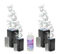 Pack Lumière 4 Machines à Bulles Ibiza LED BUBBLE-DREAM avec Télécommande - 1L de Liquide à Bulles - Fête Mariage Baptême Soirée