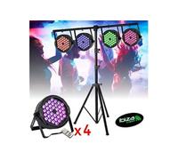 Pack Lumière 4 Projecteurs Par THINPAR-36X1W-RGB + Portique d'éclairage SL002 - DMX Télécommande LED Extra-plats