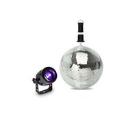 Pack lumière débutant Projecteur à LED UV + Boule à facettes 20 cm + moteur