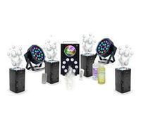 Ibiza Light - Pack Lumière DJ complet Machine Fumée FOGGY-ASTRO - 2 PAR LED 18 W - 4 machines Bulles LED BUBBLE-DREAM - Soirée Scène Anniversaire