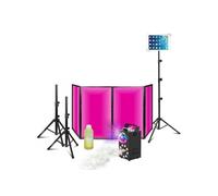 Pack Lumière DJ Façade 1200 x 700 - Machine à fumée Lumineuse FOGGY-ASTRO - Pied Support Tablette - 2 Supports Enceintes