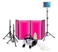 Pack Lumière DJ Façade 1200 x 700 - Machine fumée Ibiza LSM900W - Pied Support Tablette - 2 Pieds Supports Enceintes - Sono Fête Noir