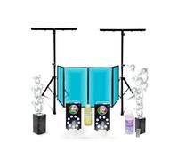 Pack Lumière Facade DJ Lycra Blanc 1200 x 700 - 2 Pieds Supports Mooving Light - 2 Machines à Fumée LED - 2 Machines à Bulles - Sono