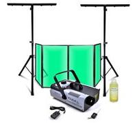 Pack Lumière Facade DJ Lycra Blanc 1200 x 700 - 2 Pieds Supports Mooving Light - Machine Fumée 1200W - Sono Mariage Soirée Blanc