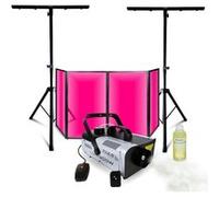 Pack Lumière Facade DJ Lycra Blanc 1200 x 700 - 2 Pieds Supports Mooving Light - Machine Fumée 900W - Soirée Sono Mariage