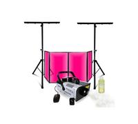 Pack Lumière Facade DJ Lycra Blanc 1200 x 700 - 2 Pieds Supports Mooving Light - Machine Fumée 900W - Soirée Sono Mariage