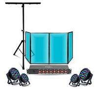 Pack Lumière Facade DJ Lycra Blanc 1200 x 700 - Pied Support Mooving Light - 4 Projecteurs PAR RGB - Dispatching 8 Voies - Soirée