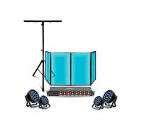Pack Lumière Facade DJ Lycra Blanc 1200 x 700 - Pied Support Mooving Light - 4 Projecteurs PAR RGB - Dispatching 8 Voies - Soirée