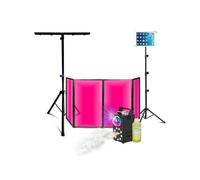 Pack Lumière Facade DJ Lycra Blanc 4 Panneaux Pliables 120 x 700 - 4 Jeux Lumière Spider Ibiza LED8-MINI - Fête Mariage Sono