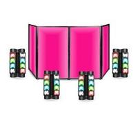 Pack Lumière Facade DJ Lycra Blanc 4 Panneaux Pliables 120 x 700 - 4 Jeux Lumière Spider Ibiza LED8-MINI - Fête Mariage Sono Blanc