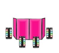 Pack Lumière Facade DJ Lycra Blanc 4 Panneaux Pliables 120 x 700 - 4 Jeux Lumière Spider Ibiza LED8-MINI - Fête Mariage Sono Blanc