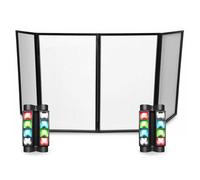 Pack Lumière Facade DJ Lycra Blanc 4 Panneaux Pliables 1200 x 700 - 2 Jeux Lumière Spider Ibiza LED8-MINI - Fête Scène Sono
